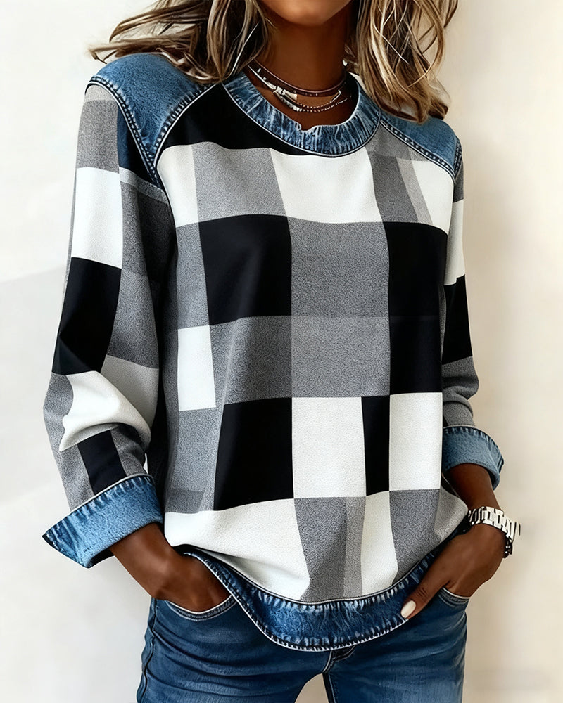 Huis Van Loon | Sweater med rombe-patchwork og kontrastfarve