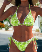 Ilse | Farverig Patchwork blondehalterbikini