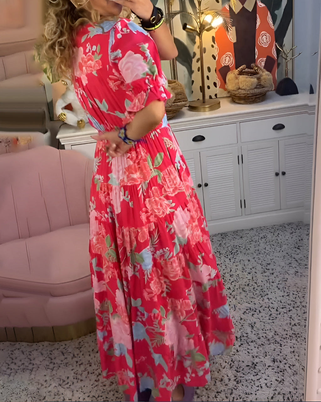 Emma | V-hals kjole med blomsterprint