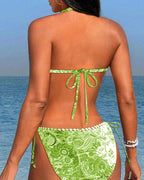 Ilse | Farverig Patchwork blondehalterbikini