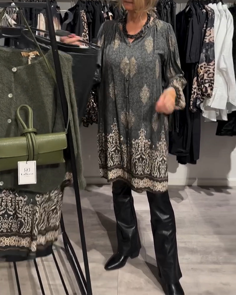 VINTAGE REVERSKJORTESKJØRT MED TRYKK OG KNAPPER