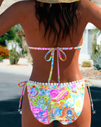 Ilse | Farverig Patchwork blondehalterbikini
