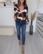 Sanne | Trykt Casual Top med V-hals