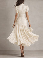 Adriana ∙ Retro stribet satin-midikjole