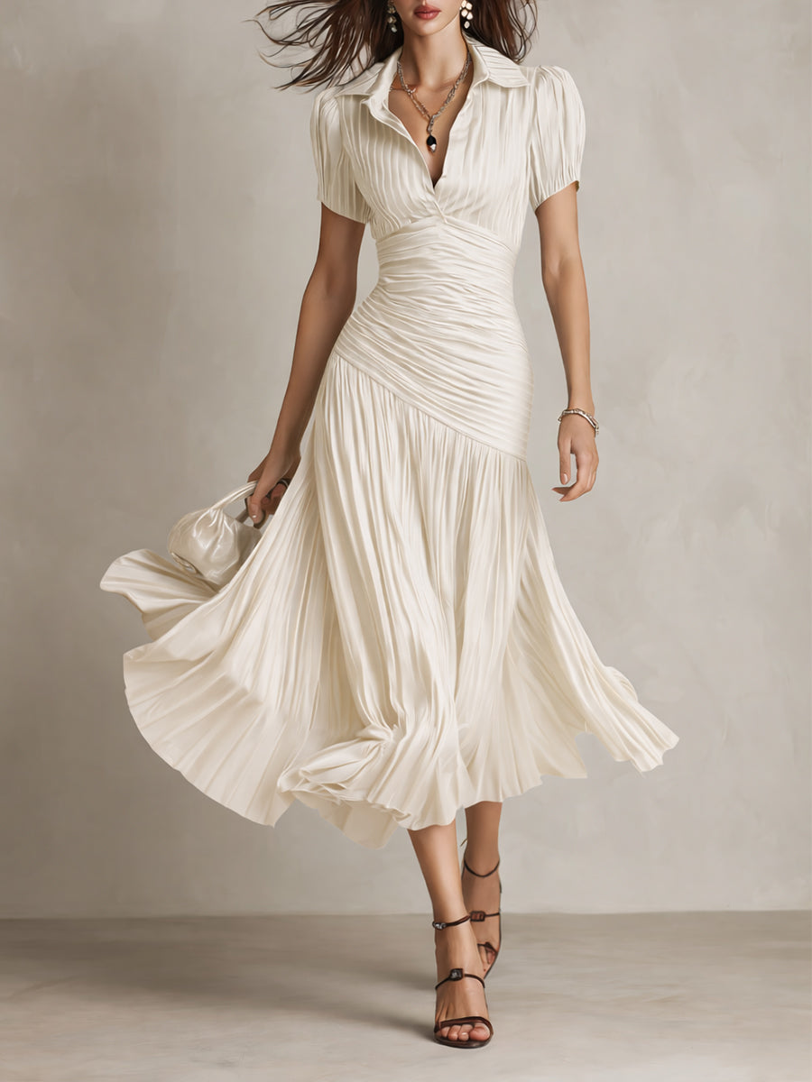 Adriana ∙ Retro stribet satin-midikjole