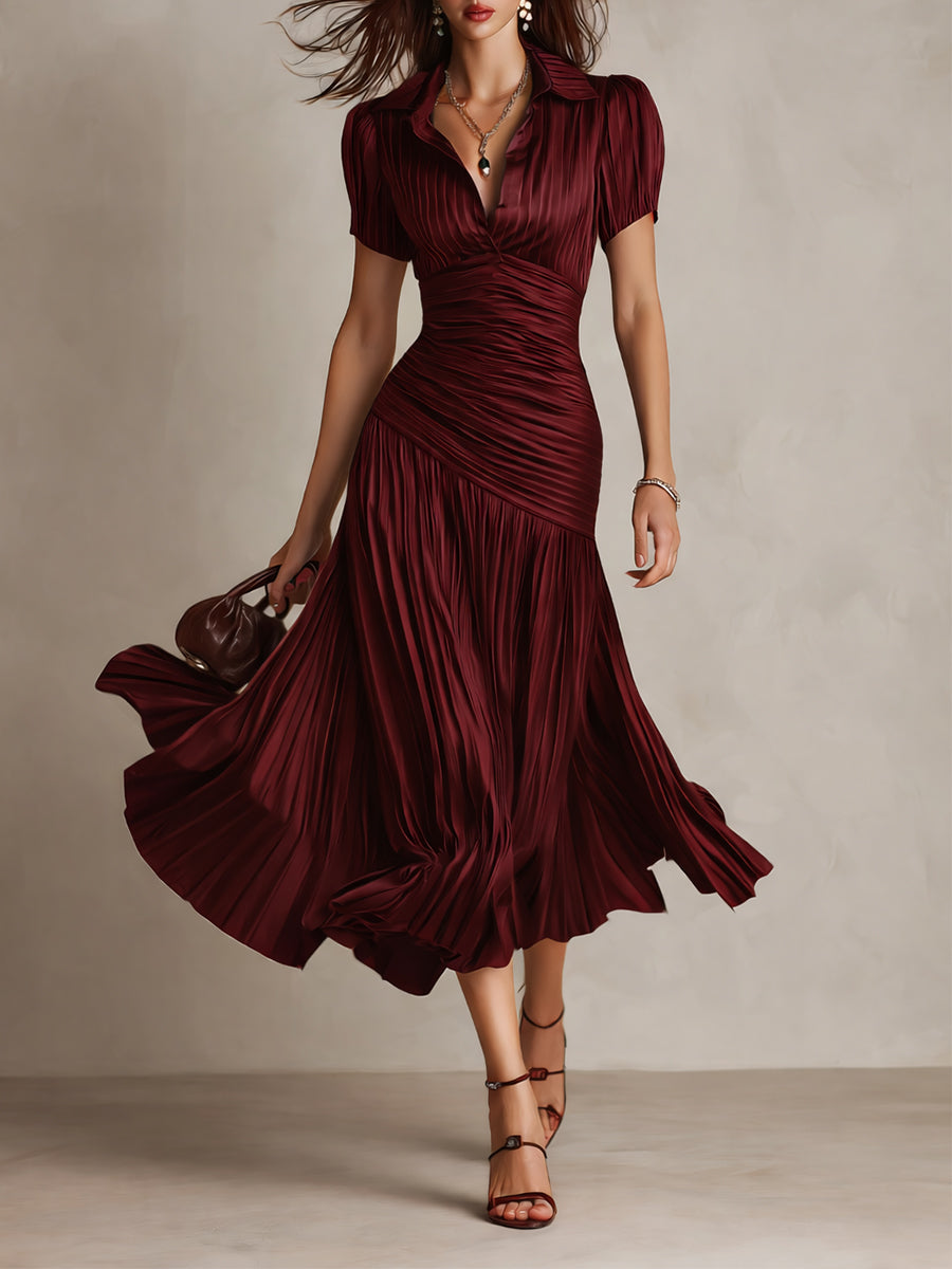 Adriana ∙ Retro stribet satin-midikjole