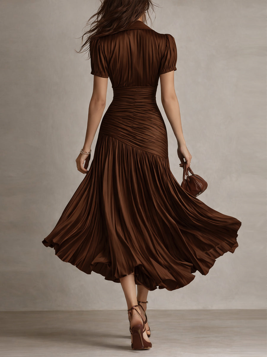 Adriana ∙ Retro stribet satin-midikjole