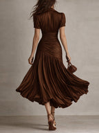 Adriana ∙ Retro stribet satin-midikjole