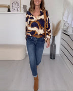 Sanne | Trykt Casual Top med V-hals
