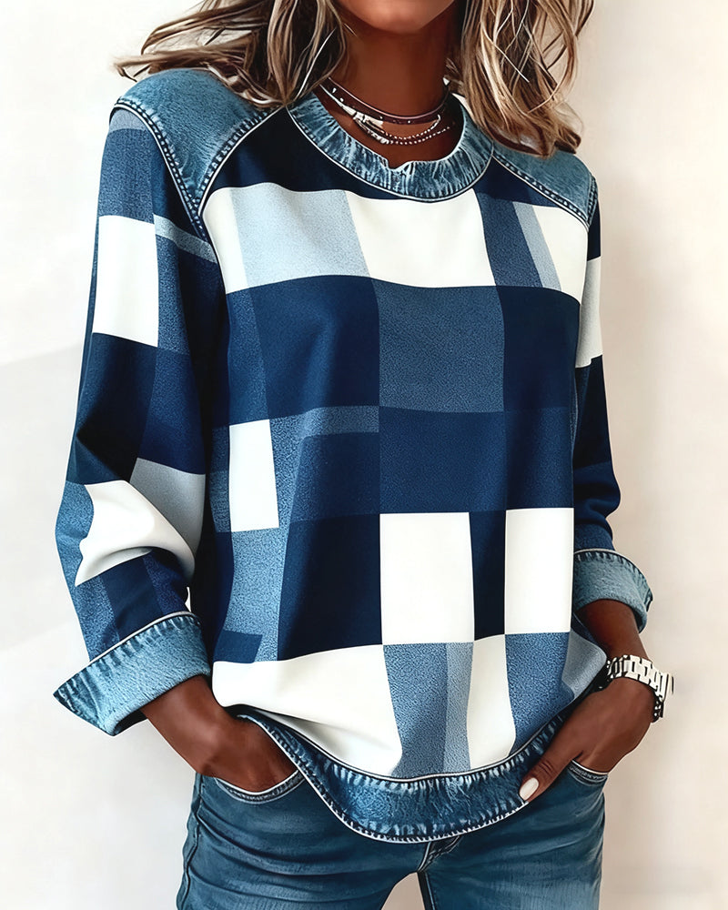 Huis Van Loon | Sweater med rombe-patchwork og kontrastfarve