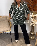Casual langærmet bluse med print