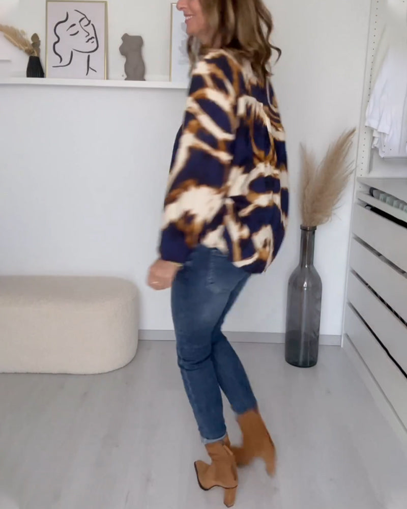 Sanne | Trykt Casual Top med V-hals