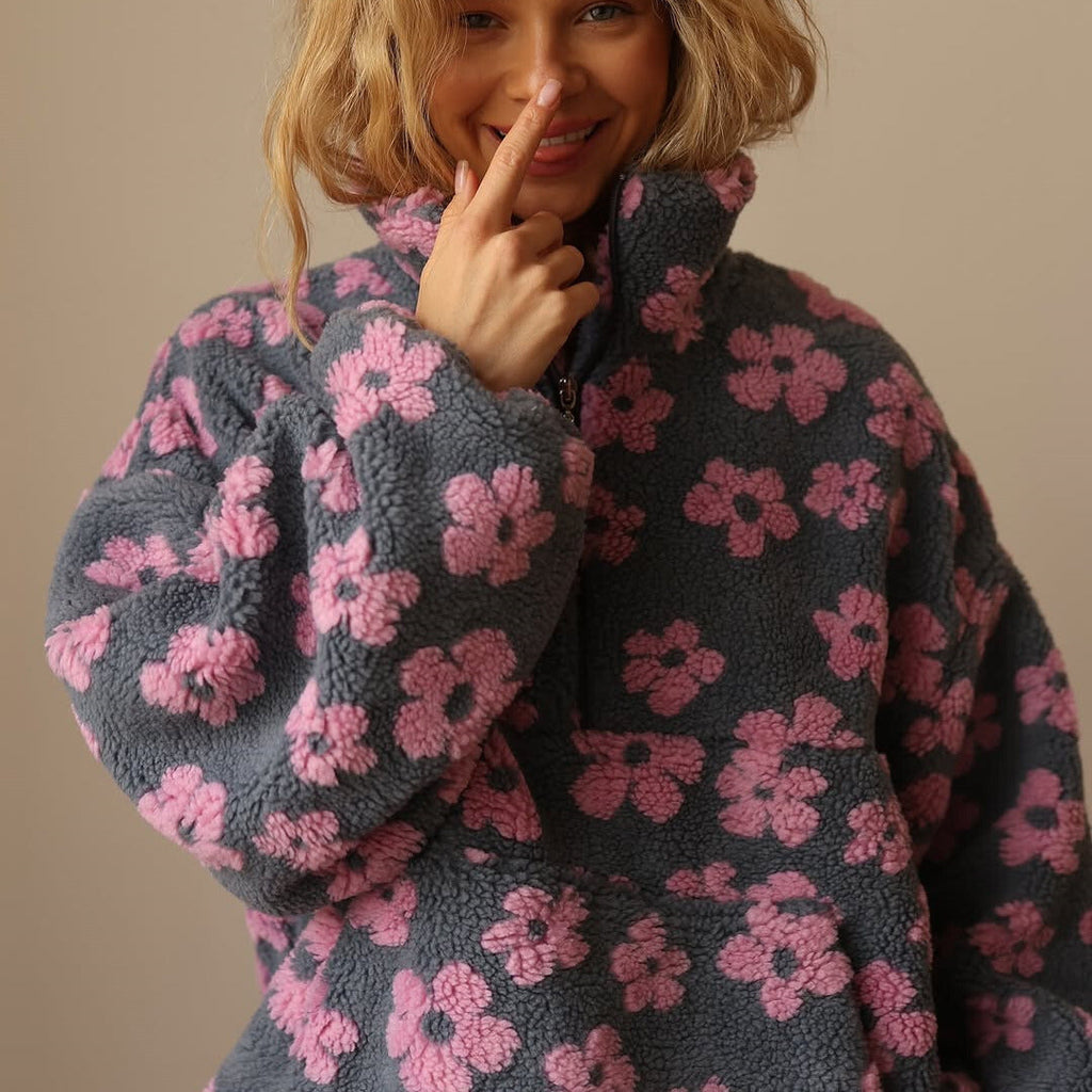 Marloes | Fleecetrøje med blomsterprint