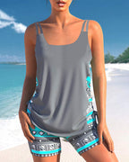 Márcia - tankini med geometrisk print
