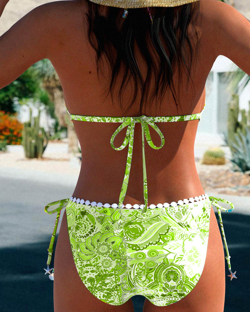 Ilse | Farverig Patchwork blondehalterbikini