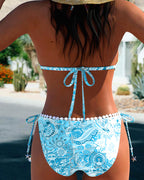 Ilse | Farverig Patchwork blondehalterbikini