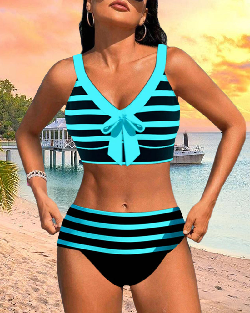 Sophie | Stribet højtaljet bikini