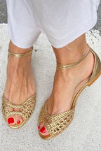 Isadora | Flettede guld-sandaler