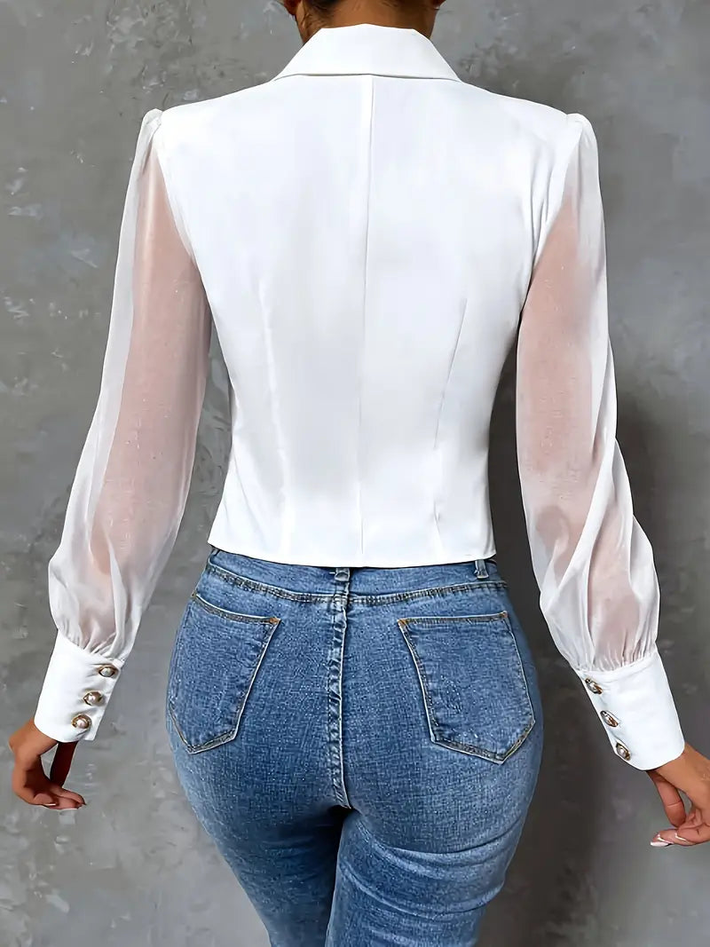 Yurelle™ – Elegant bluse med spids krave