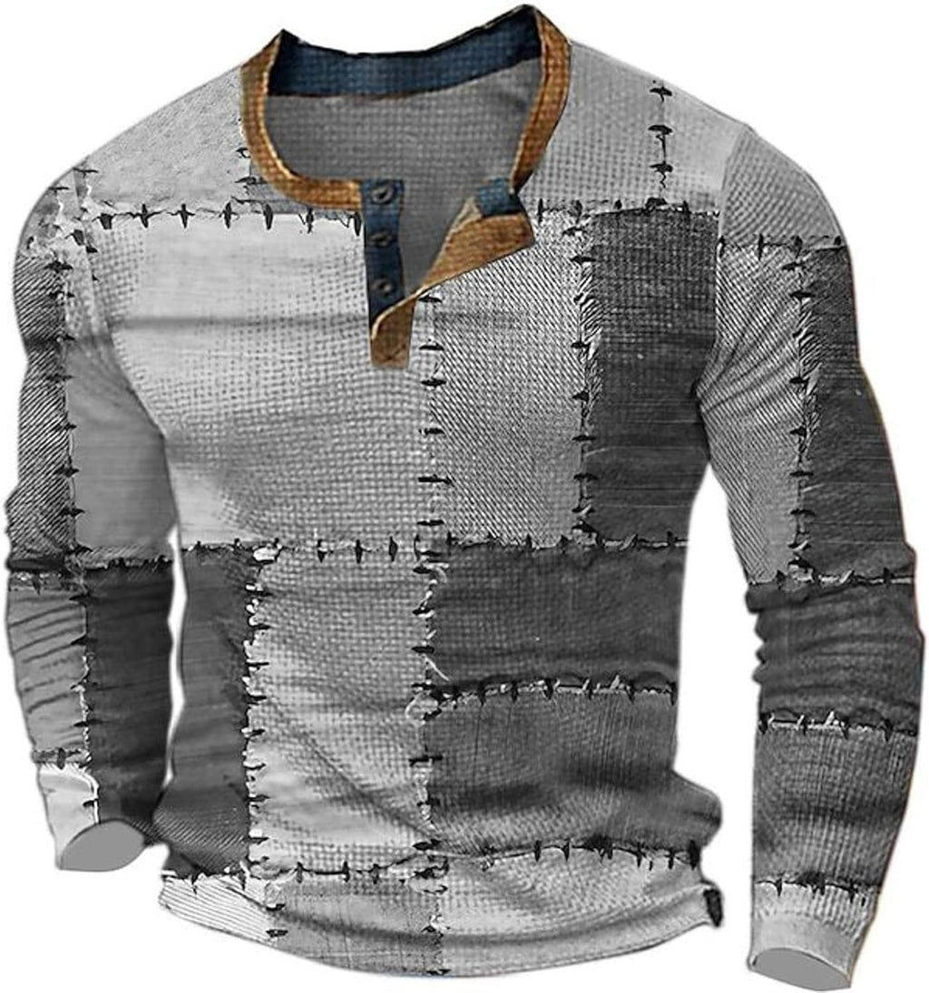 Daan | Vintage ternet T-shirt til mænd med lapper
