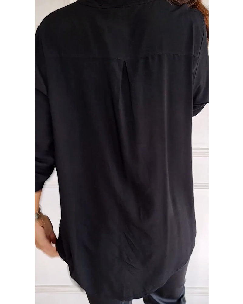 Nina | Casual top med pailletindsats og knapper