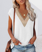 Ilse | V-hals T-shirt med blonder