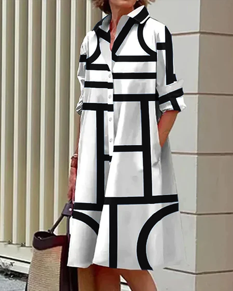 Sophie | Kjole med lommer og geometrisk print