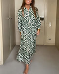 Nina | Kjole med Prikker og Geometrisk Print
