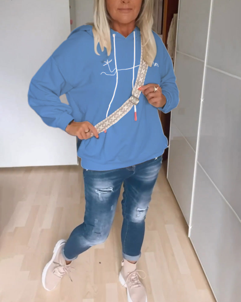 Femke | Løs hættetrøje med ankerprint