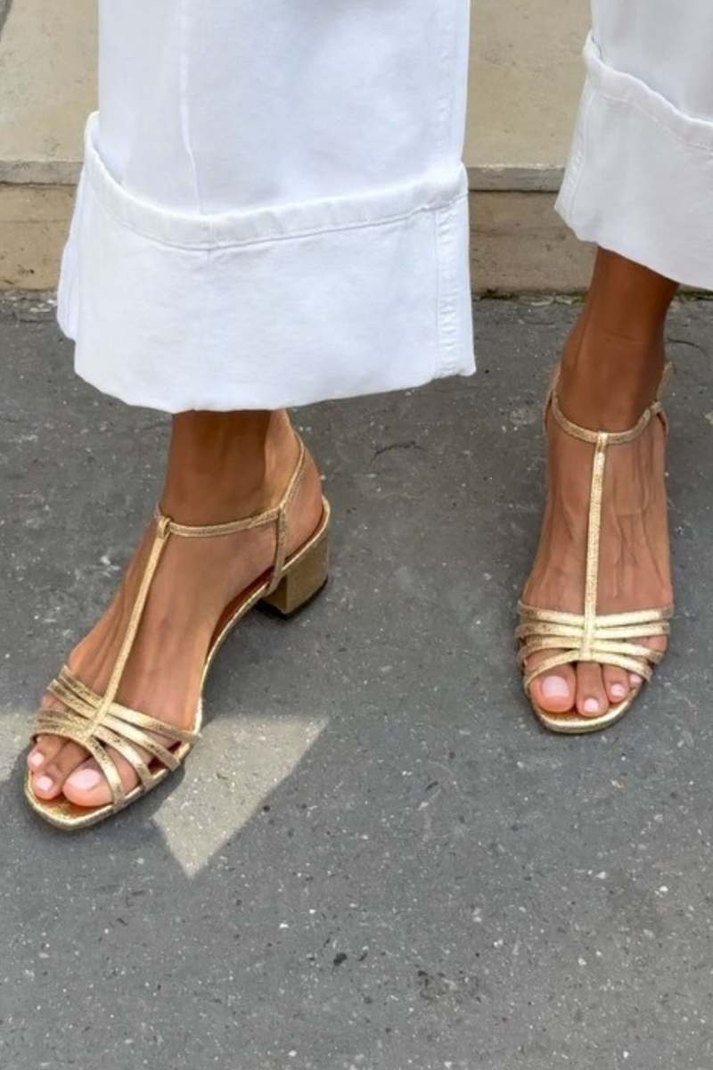 Allegra | Guldfarvede Hverdags Elegance Sandaler
