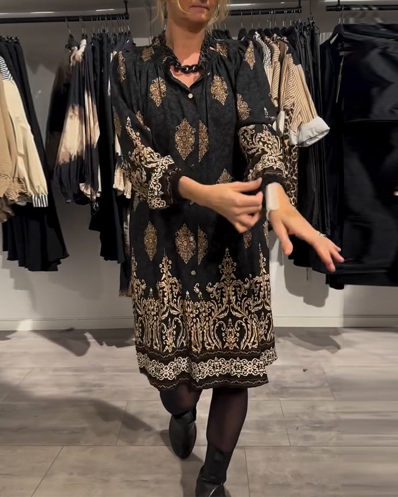 VINTAGE REVERSKJORTESKJØRT MED TRYKK OG KNAPPER