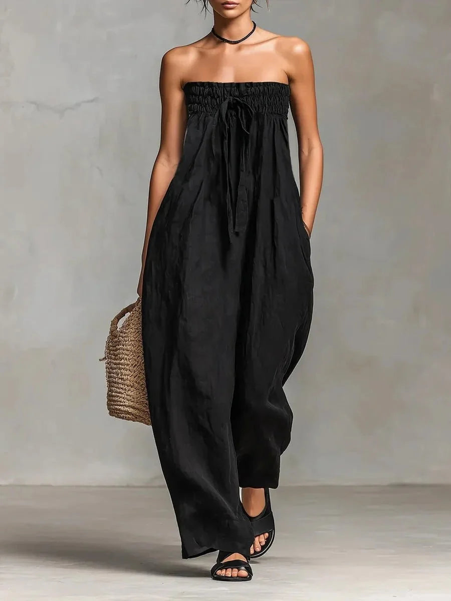 Nora | Stropløs Hør-Jumpsuit