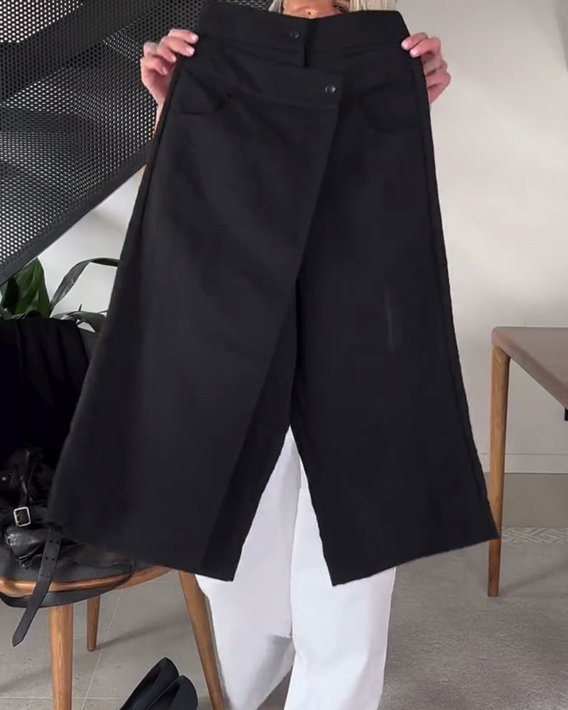Femke | Ensfarvede Asymmetriske Casual Bukser