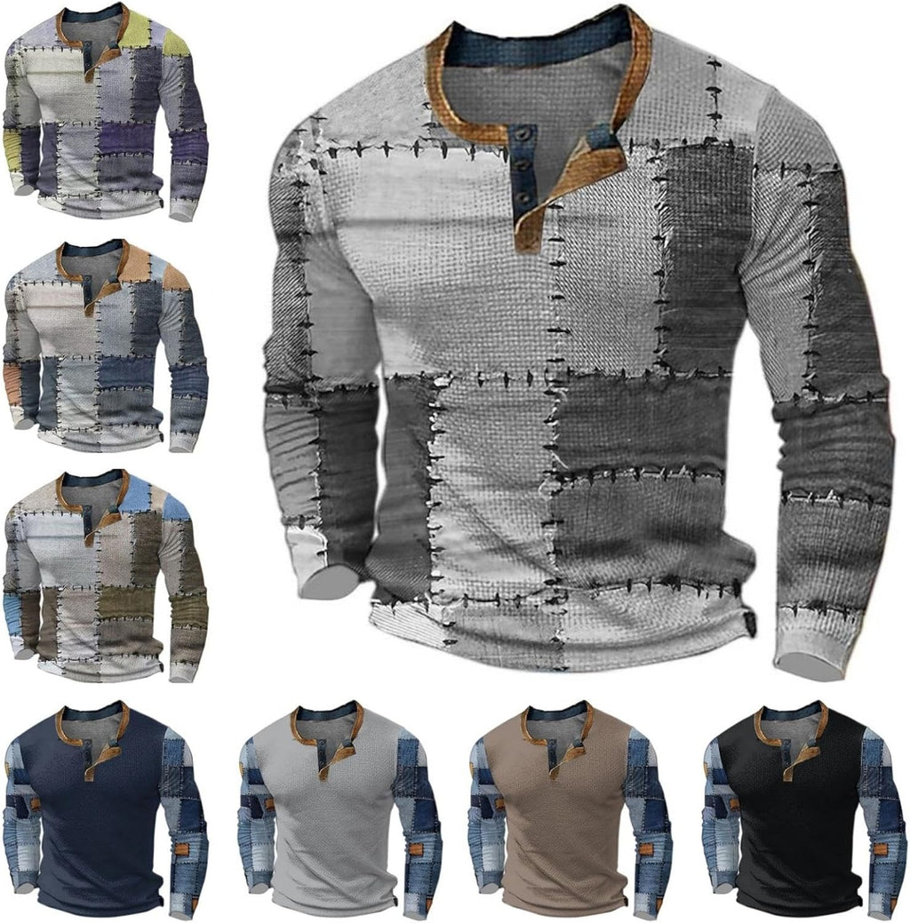 Daan | Vintage ternet T-shirt til mænd med lapper
