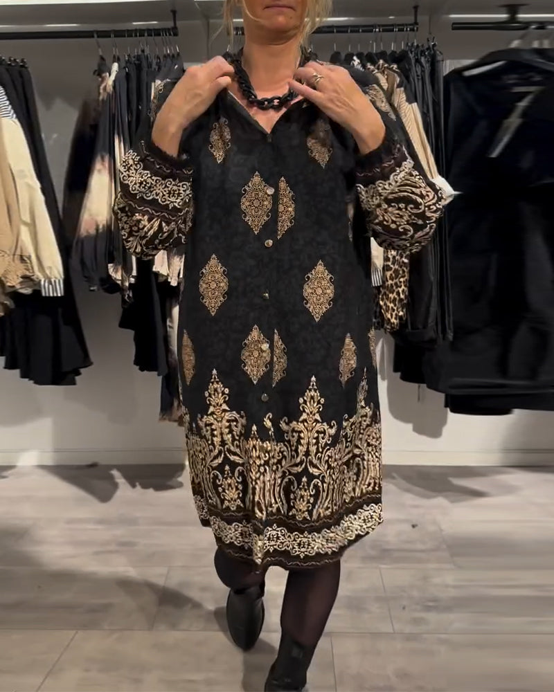 VINTAGE REVERSKJORTESKJØRT MED TRYKK OG KNAPPER