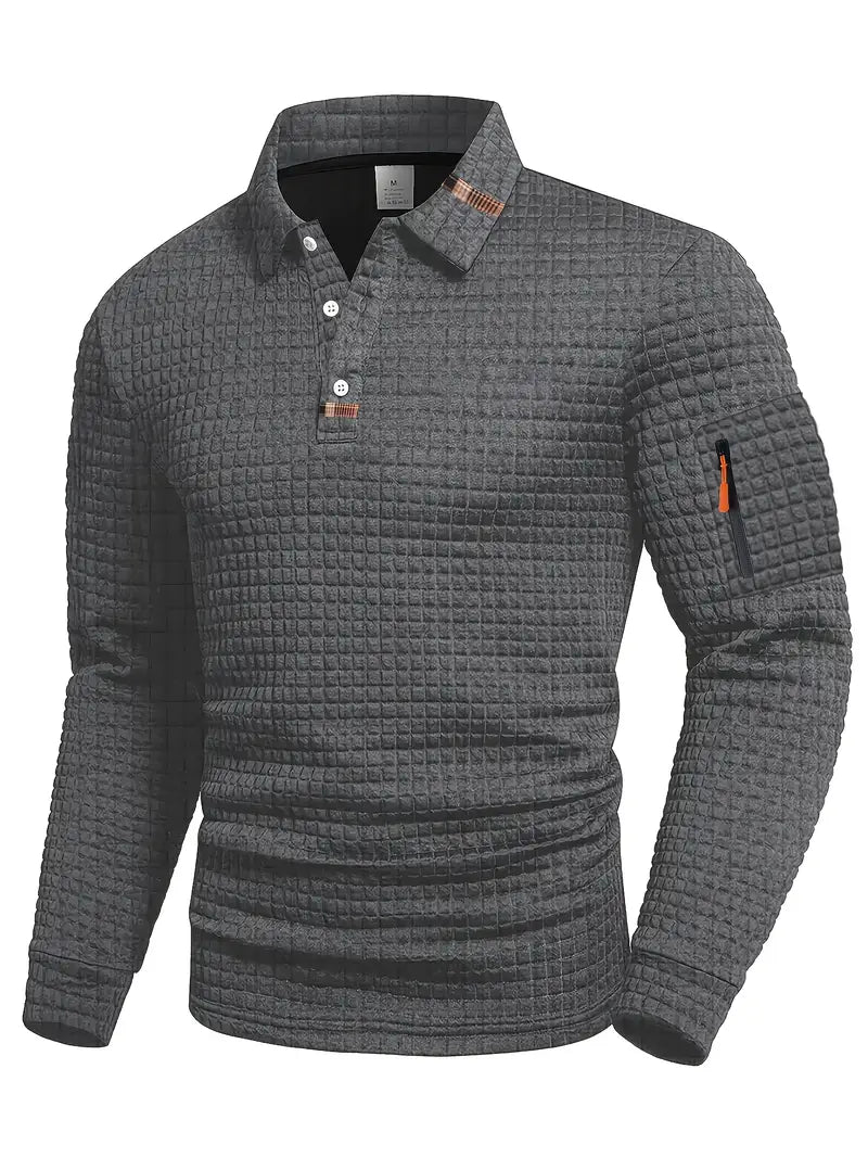 Polo med struktur og ærmelomme