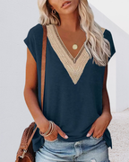 Ilse | V-hals T-shirt med blonder