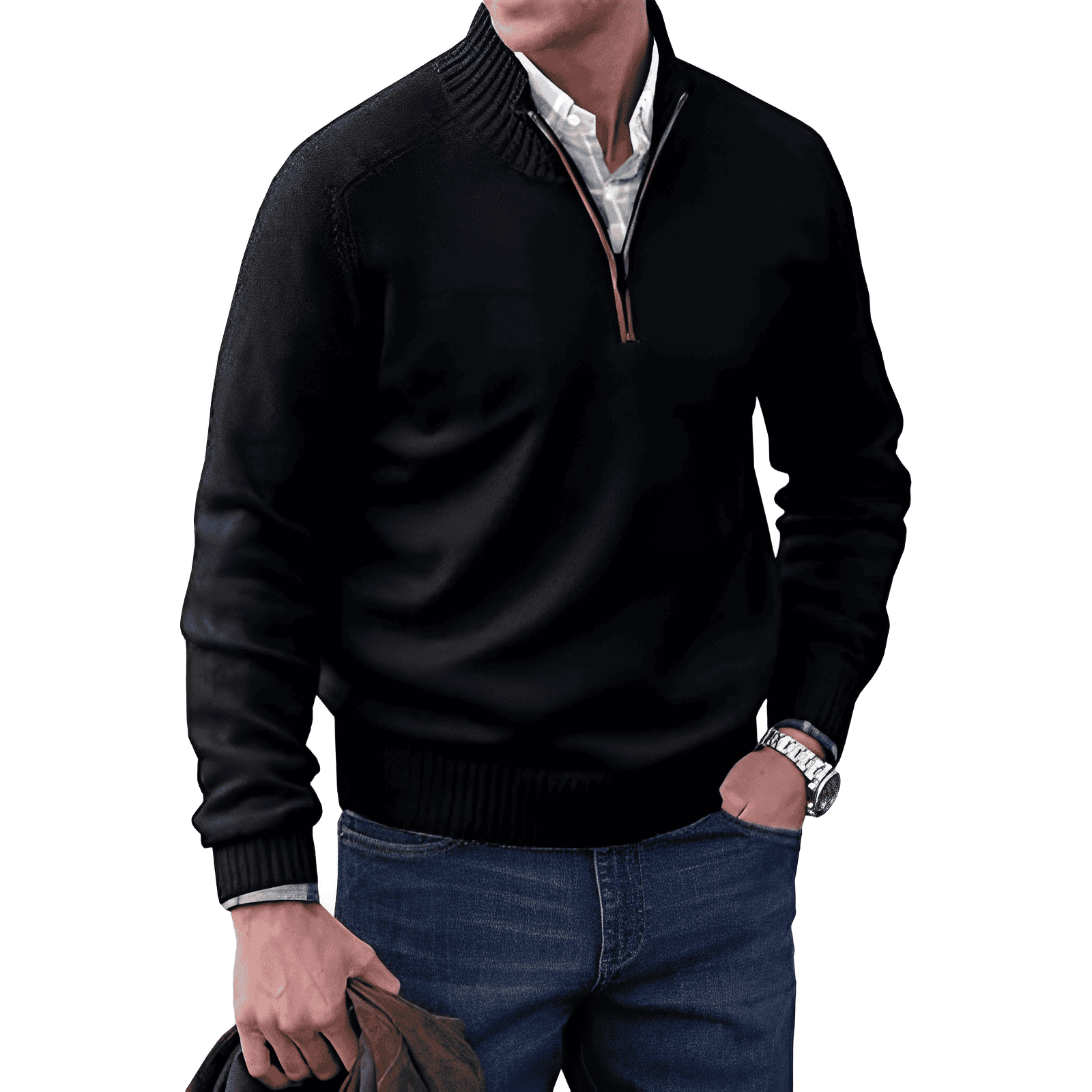 Bram | Elegant kashmir-sweater med lynlås