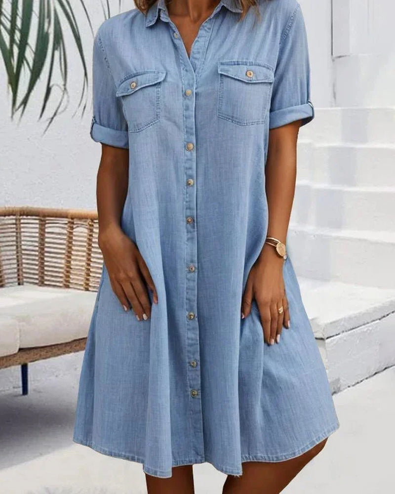 Nina | Afslappet denimkjole med krave
