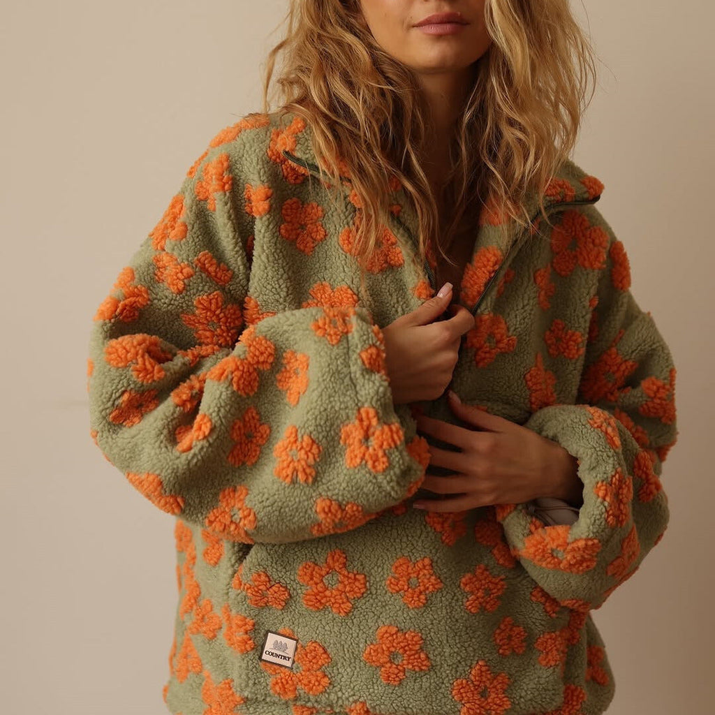 Marloes | Fleecetrøje med blomsterprint
