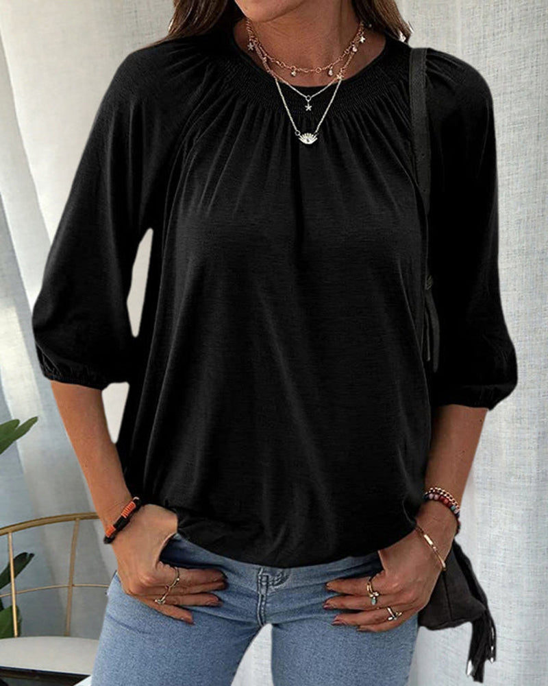 Ilse | T-shirt med rund hals og 3/4-ærmer