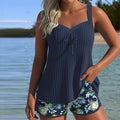 Anna | Stribet Badedragt med Strandshorts