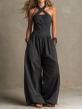 Alma | Hør-Jumpsuit Positano Solnedgang