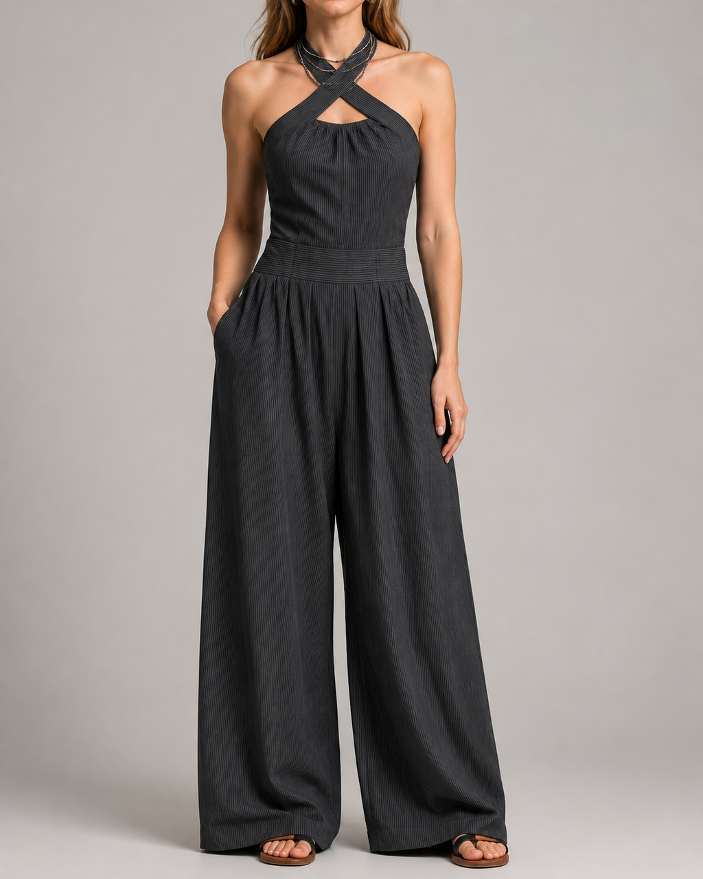 Alma | Hør-Jumpsuit Positano Solnedgang