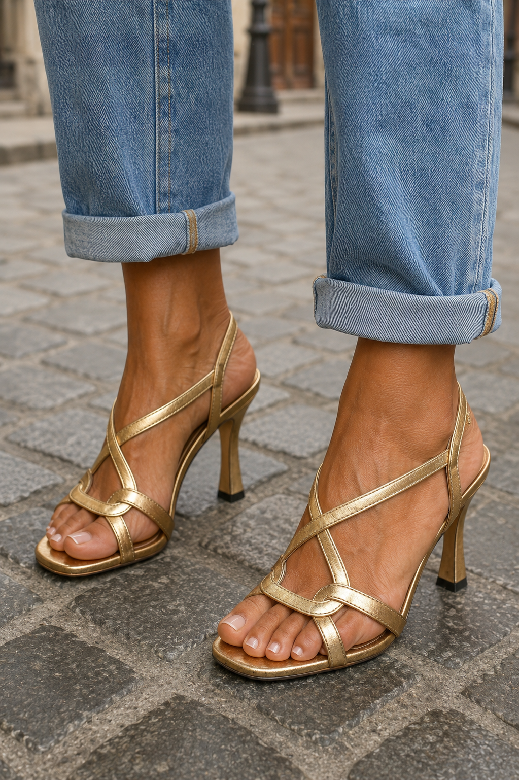 Elisabetta | Gyldne Elegante Sandaler