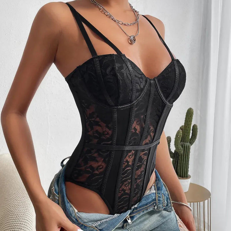 Laluna® | Broderet Korset Bodysuit