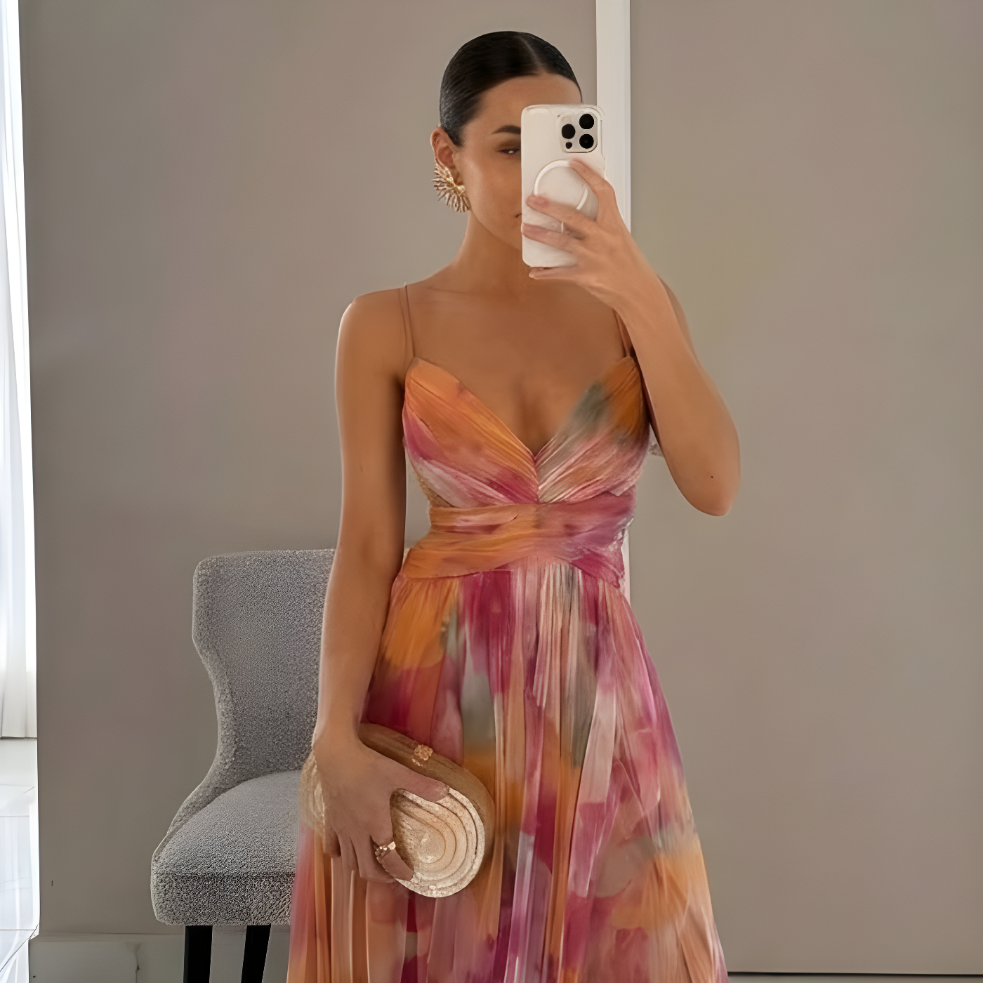 Nadine™ – Fortryllende lang kjole med blomsterprint