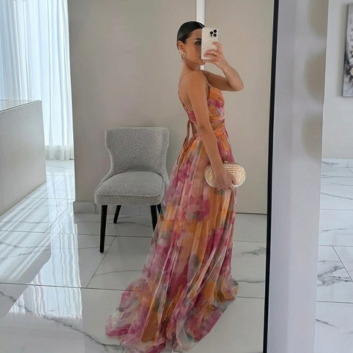 Nadine™ – Fortryllende lang kjole med blomsterprint