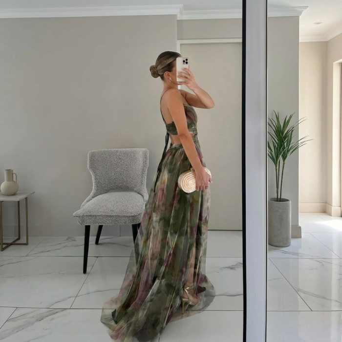 Nadine™ – Fortryllende lang kjole med blomsterprint
