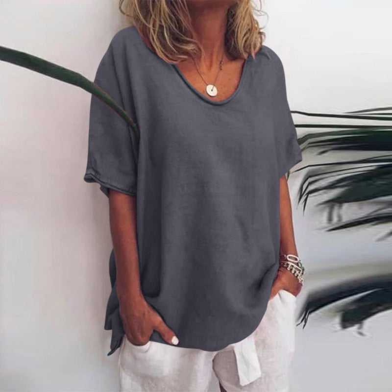Rummelig hør T-shirt